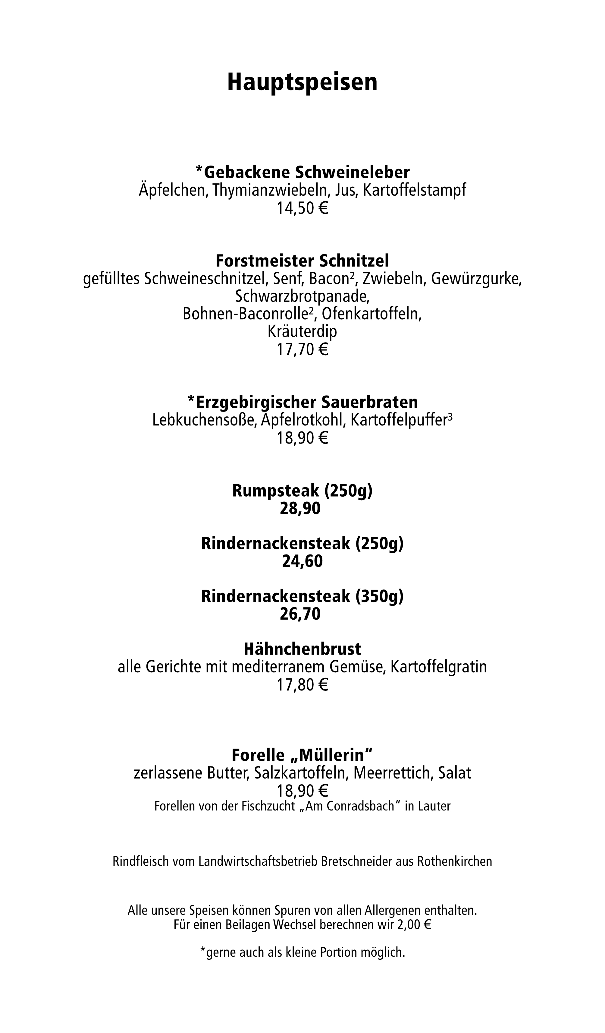 Speisekarte