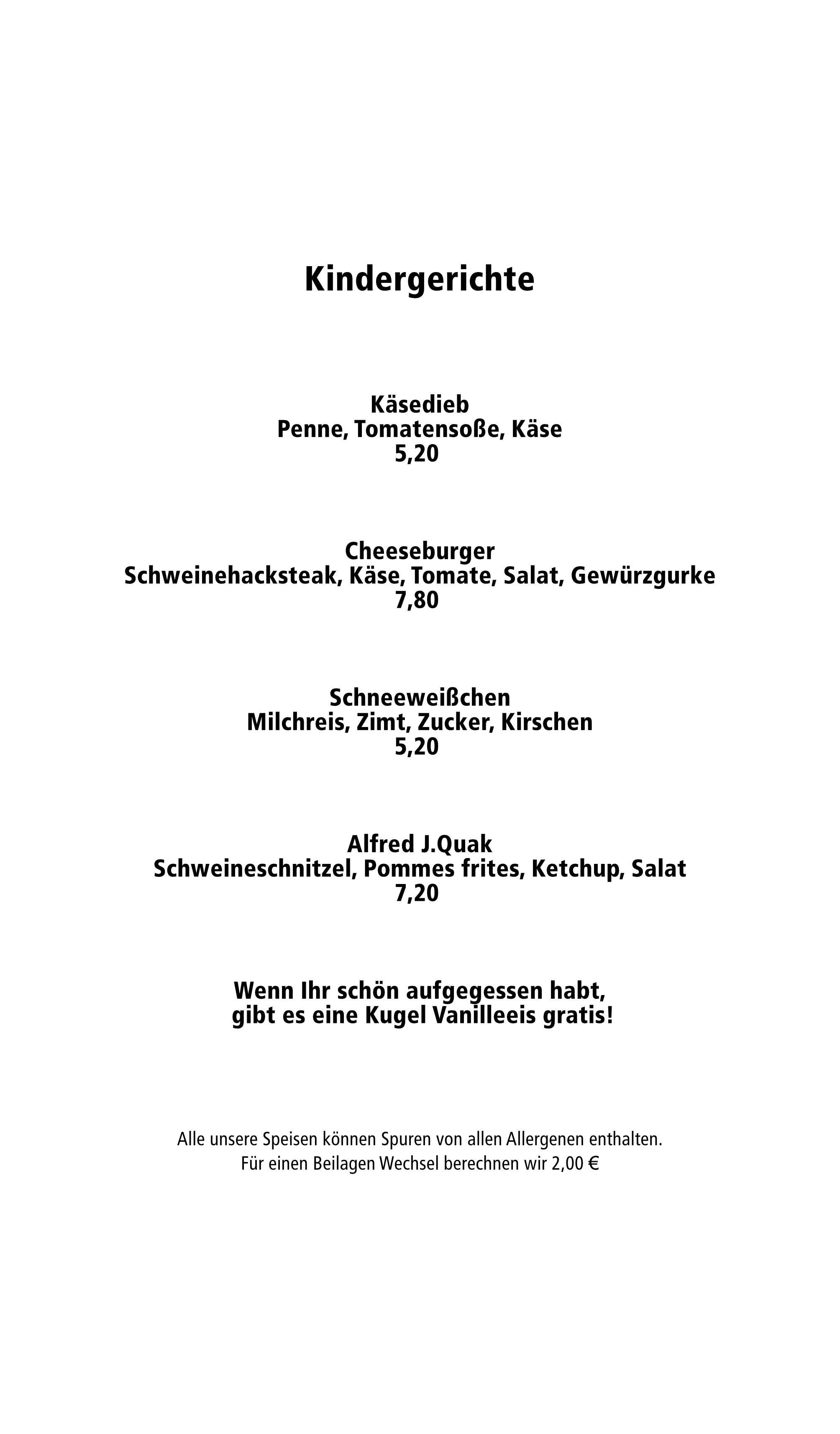 Speisekarte
